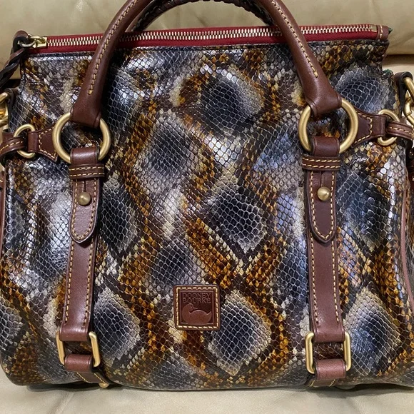 Dooney & Bourke Python Satchel READ! Leather Tassels Florentine Whipstitch - Picture 3 of 12
